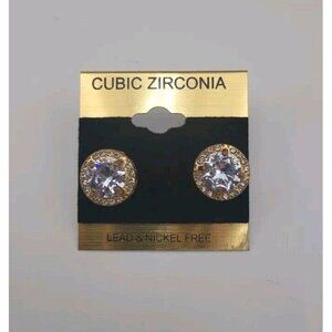 Large Round Cubic Zirconia Lead And Nickel Free Earrings Gold Gems Free Shipping